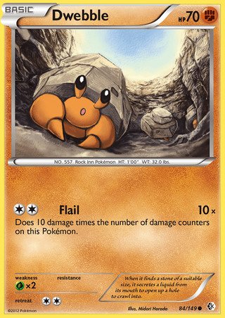 Dwebble 84/149 Common Pokemon Card (Boundaries Crossed)