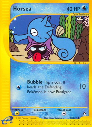 Horsea 84/147 Common Pokemon Card (Aquapolis)