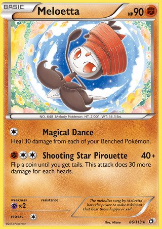 Meloetta 86/113 Rare Pokemon Card (Legendary Treasures)