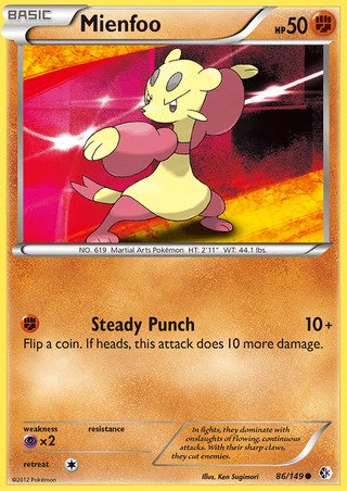 Mienfoo 86/149 Common Pokemon Card (Boundaries Crossed)