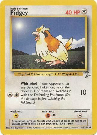 Pidgey 86/130 Common Pokemon Card (Base Set 2)