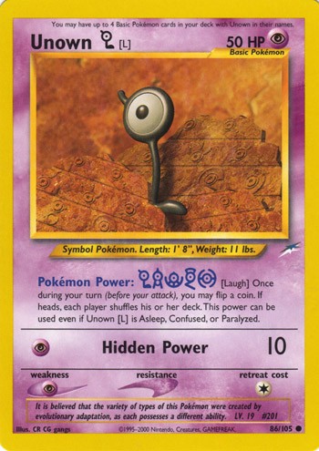 Unown L 86/105 Neo Destiny Common Pokemon Card (Neo Destiny)