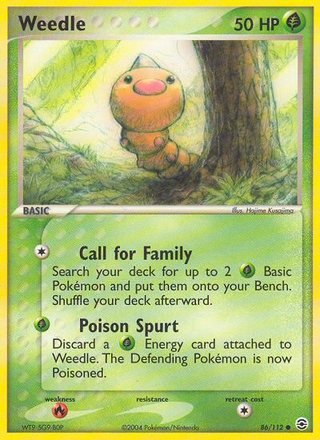 Weedle 86/112 Common Pokemon Card (EX FireRed & LeafGreen)