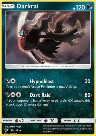 Darkrai 87/147 Rare Reverse Holo Pokemon Card (Burning Shadows)