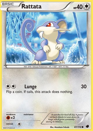 Rattata 87/116 Common Pokemon Card (Plasma Freeze)