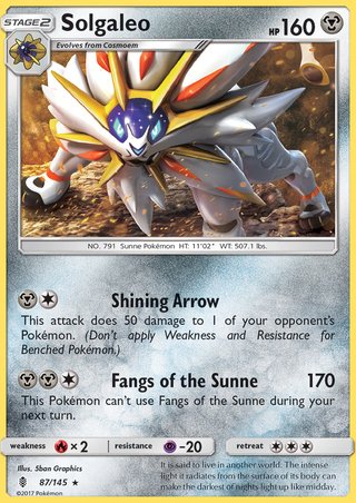 Solgaleo 87/145 Rare Pokemon Card (Guardians Rising)