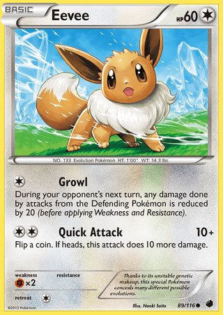 Eevee 89/116 Common Pokemon Card (Plasma Freeze)
