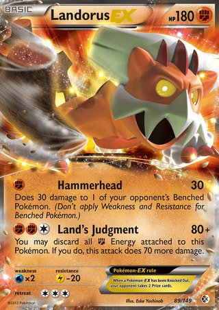 Landorus EX 89/149 Rare Holo Pokemon Card (Boundaries Crossed)
