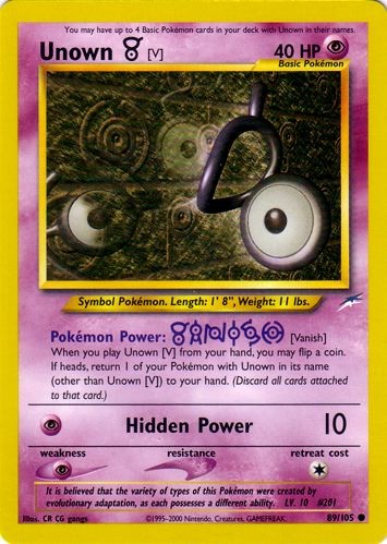 Unown V 89/105 Neo Destiny Common Pokemon Card (Neo Destiny)