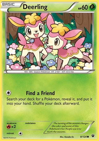 Deerling 8/124 Common Pokemon Card (XY Fates Collide)