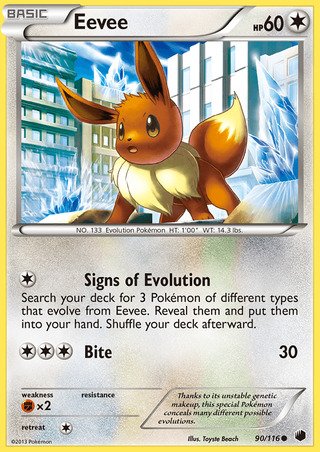 Eevee 90/116 Common Pokemon Card (Plasma Freeze)