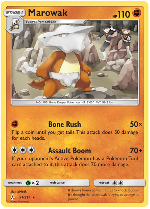 Marowak 91/214 Rare Pokemon Card (Unbroken Bonds)