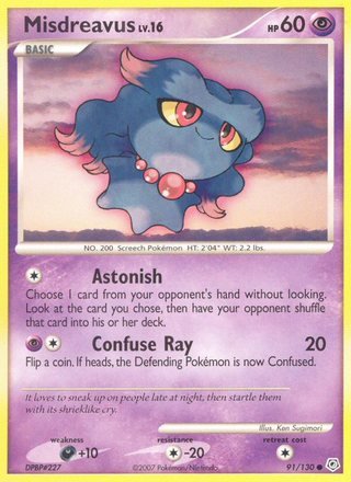 Misdreavus 91/130 Common Pokemon Card (Diamond & Pearl)