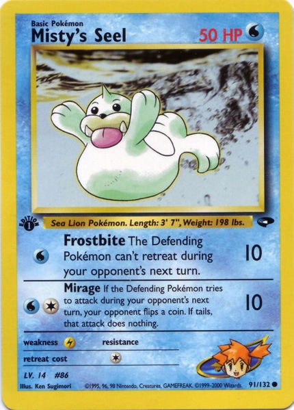 Misty's Seel 91/132 Common Pokemon Card (Gym Challenge)
