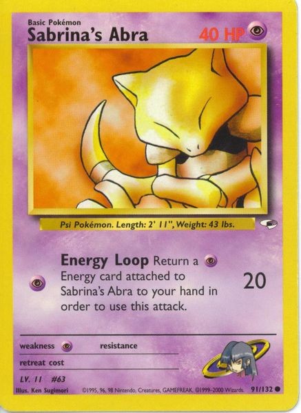 Sabrina's Abra 91/132 Common Pokemon Card (Gym Heroes)