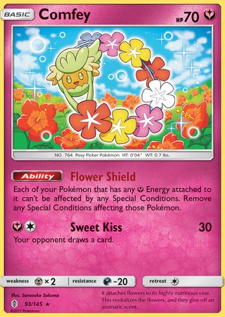Comfey 93/145 Rare Holo Pokemon Card (Guardians Rising)