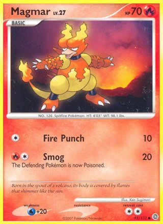 Magmar 93/132 Common Pokemon Card (Secret Wonders)