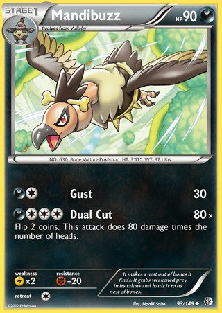 Mandibuzz 93/149 Uncommon Pokemon Card (Boundaries Crossed)