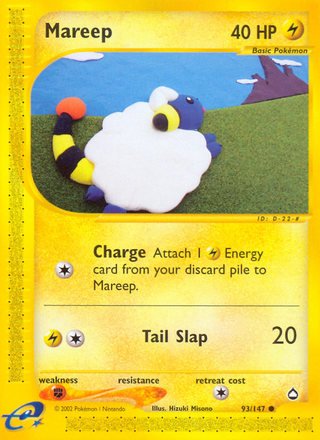 Mareep 93/147 Common Pokemon Card (Aquapolis)