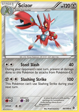 Scizor 94/149 Rare Holo Pokemon Card (Boundaries Crossed)