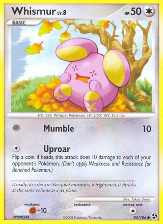 Whismur 94/106 Common Pokemon Card (Great Encounters)