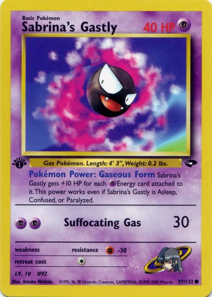 Sabrina's Gastly 97/132 Common Pokemon Card (Gym Challenge)