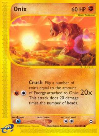 Onix 98/147 Common Pokemon Card (Aquapolis)