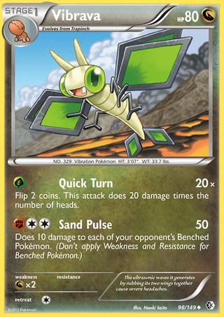 Vibrava 98/149 Uncommon Pokemon Card (Boundaries Crossed)