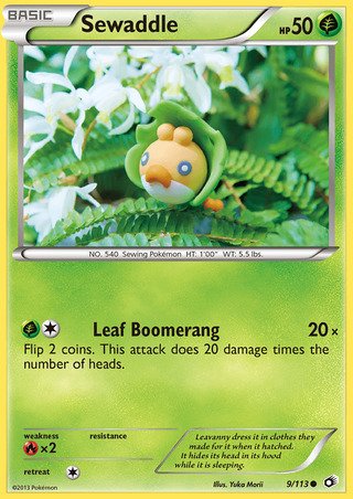 Sewaddle 9/113 Common Pokemon Card (Legendary Treasures)