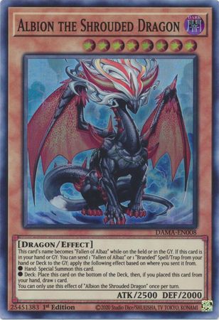 Albion the Shrouded Dragon DAMA-EN008 Super Rare Yu-Gi-Oh Card (Dawn of Majesty)