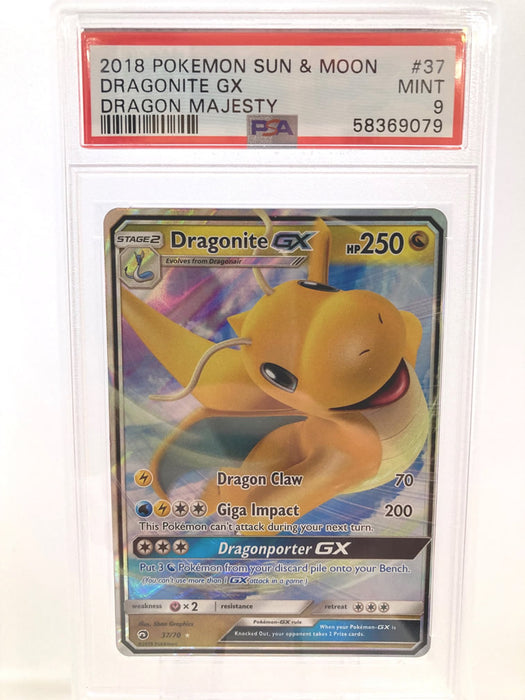 Dragonite GX 37/70 PSA 9 Mint Graded Pokemon Card