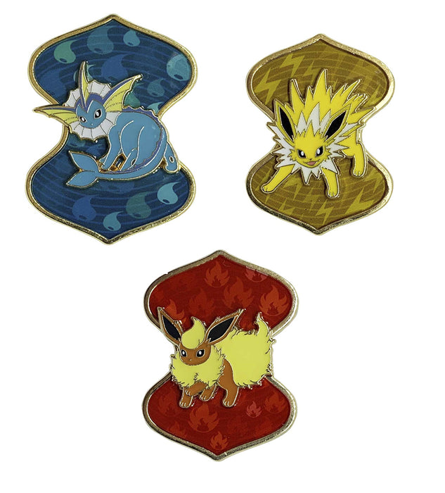 Vaporeon, Flareon & Jolteon Pin Badge Set (Official Pokemon TCG Pins)