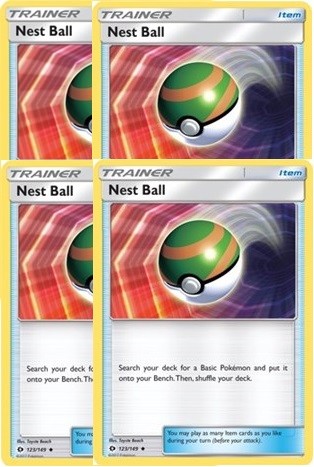 Nest Ball 123/149 Item Card Playset x4 Cards (Sun & Moon)
