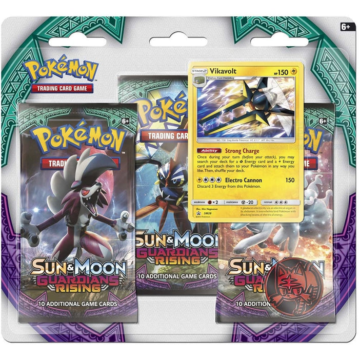 Pokemon Sun & Moon Guardians Rising 3 Pack Blister - Vikavolt SM28