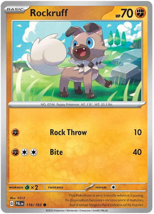 Rockruff 116/193 Common Reverse Holo Pokemon Card (SV2 Paldea Evolved)