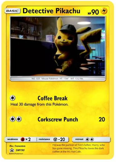 Detective Pikachu SM190 Holo Pokemon Promo Card