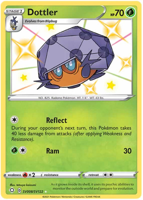 Dottler SV008/SV122 Shiny Rare Pokemon Card (Shining Fates)