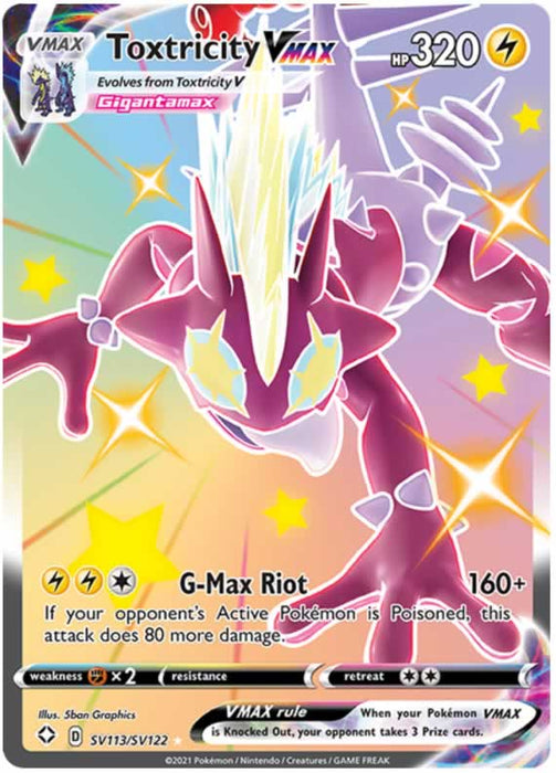 Toxtricity VMAX SV113/SV122 Shiny Rare Pokemon Card (Shining Fates)