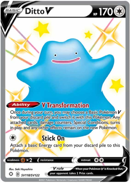 Ditto V SV118/SV122 Shiny Rare Pokemon Card (Shining Fates)