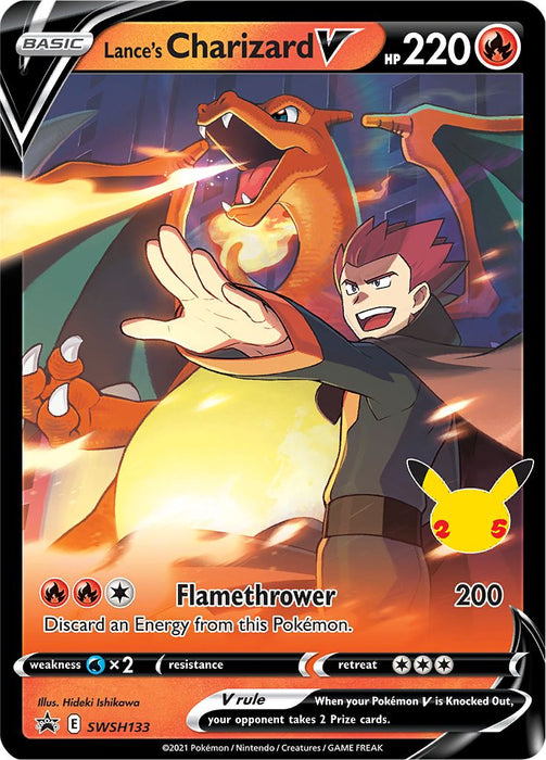 Lance's Charizard V Pokemon Promo Card SWSH133 (Celebrations Promo Series)