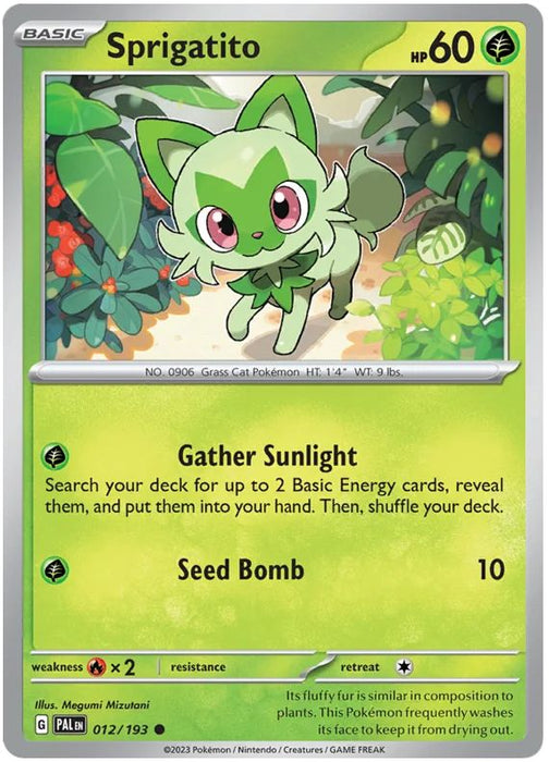 Sprigatito 012/193 Common Pokemon Card (SV2 Paldea Evolved)