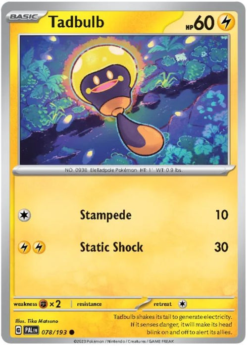 Tadbulb 078/193 Common Reverse Holo Pokemon Card (SV2 Paldea Evolved)