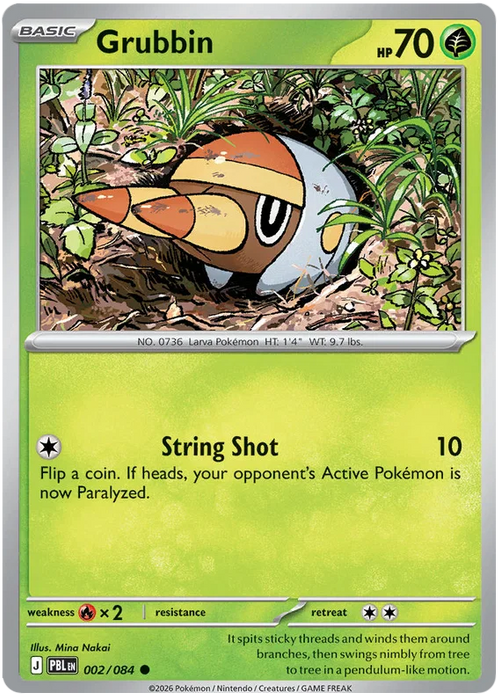 Grubbin 002/084 Common Pokemon Card (Mega Evolution Pitch Black)
