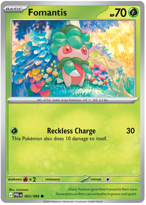 Fomantis 003/084 Common Pokemon Card (Mega Evolution Pitch Black)