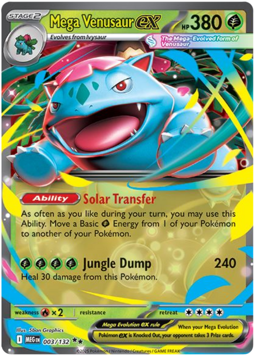Mega Venusaur ex 003/132 Double Rare Pokemon Card (Mega Evolution Base Set ME01)