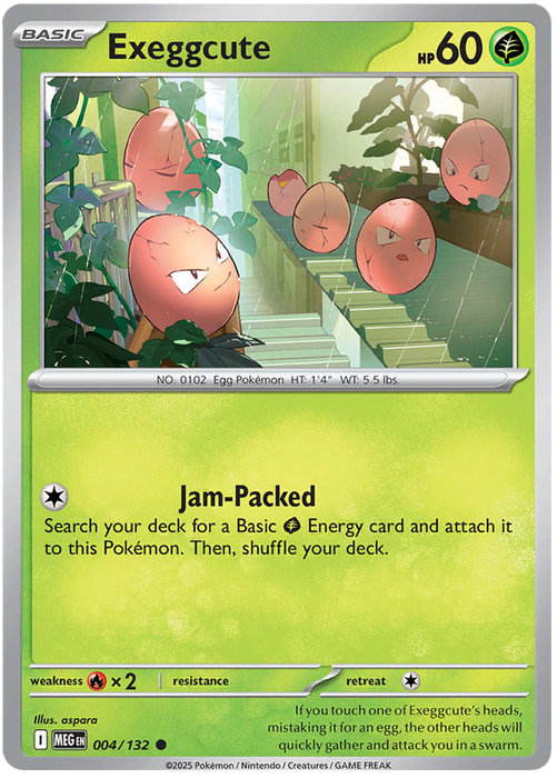 Exeggcute 004/132 Common Pokemon Card (Mega Evolution Base Set ME01)