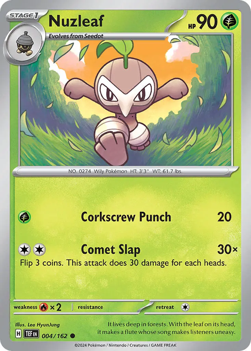 Nuzleaf 004/162 Common Pokemon Card (SV Temporal Forces)