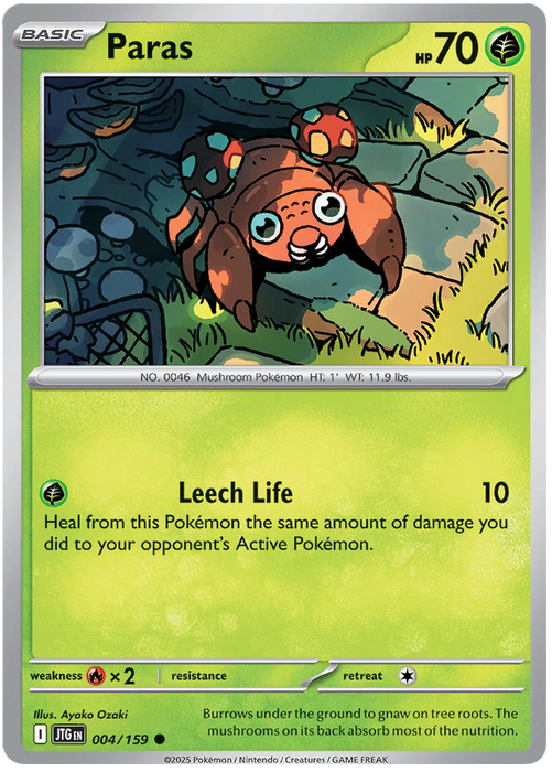 Paras 004/159 Common Pokemon Card (Scarlet & Violet Journey Together)