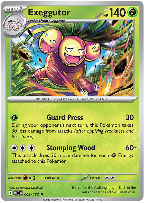 Exeggutor 005/132 Uncommon Pokemon Card (Mega Evolution Base Set ME01)