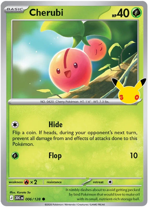 Cherubi 006/128 Common Pokemon Card (30th Anniversary Collection)